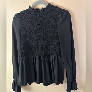 Ruched black blouse